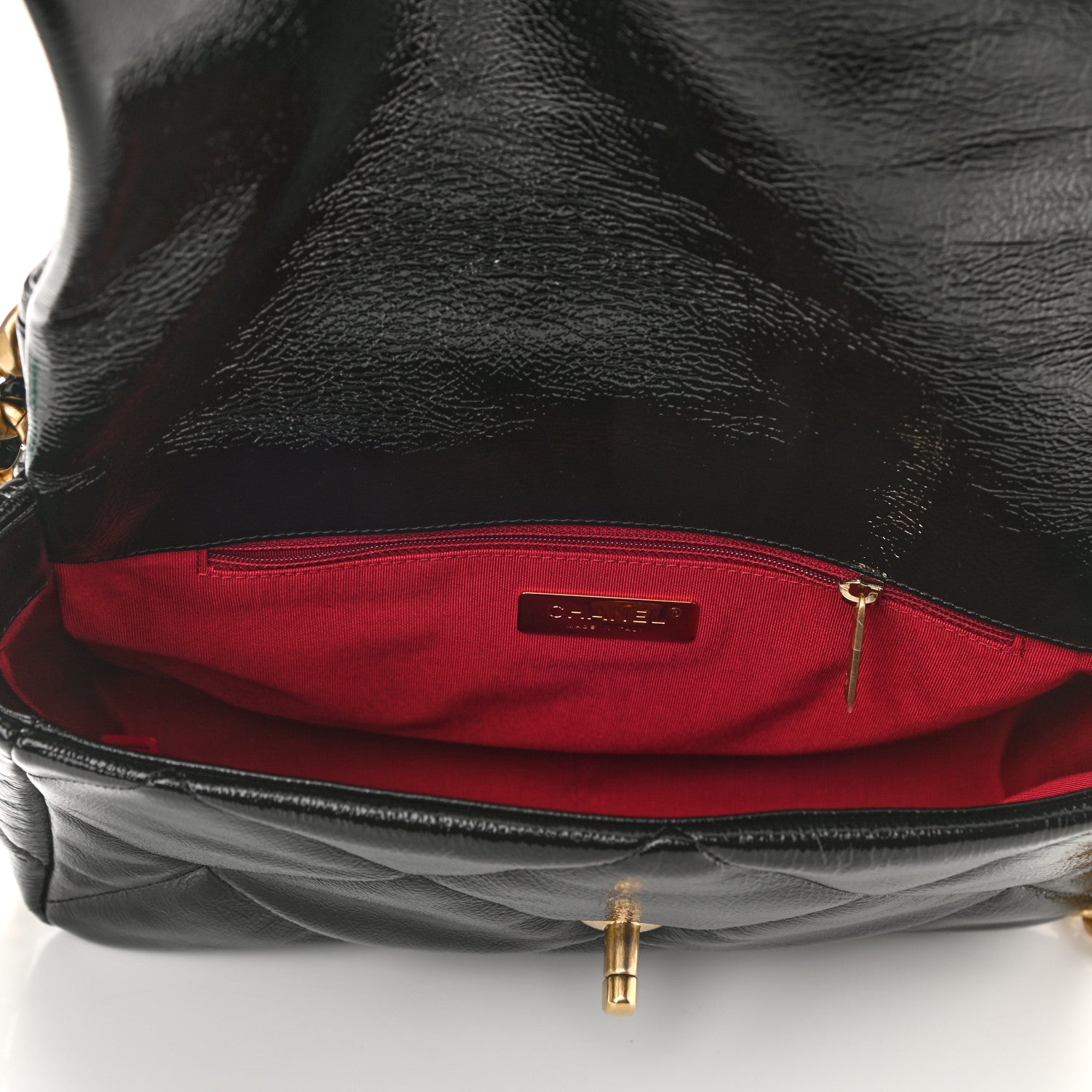 Chanel Shiny Crumpled Calfskin Quilted Large Chanel 19 Flap Black 5 of 11