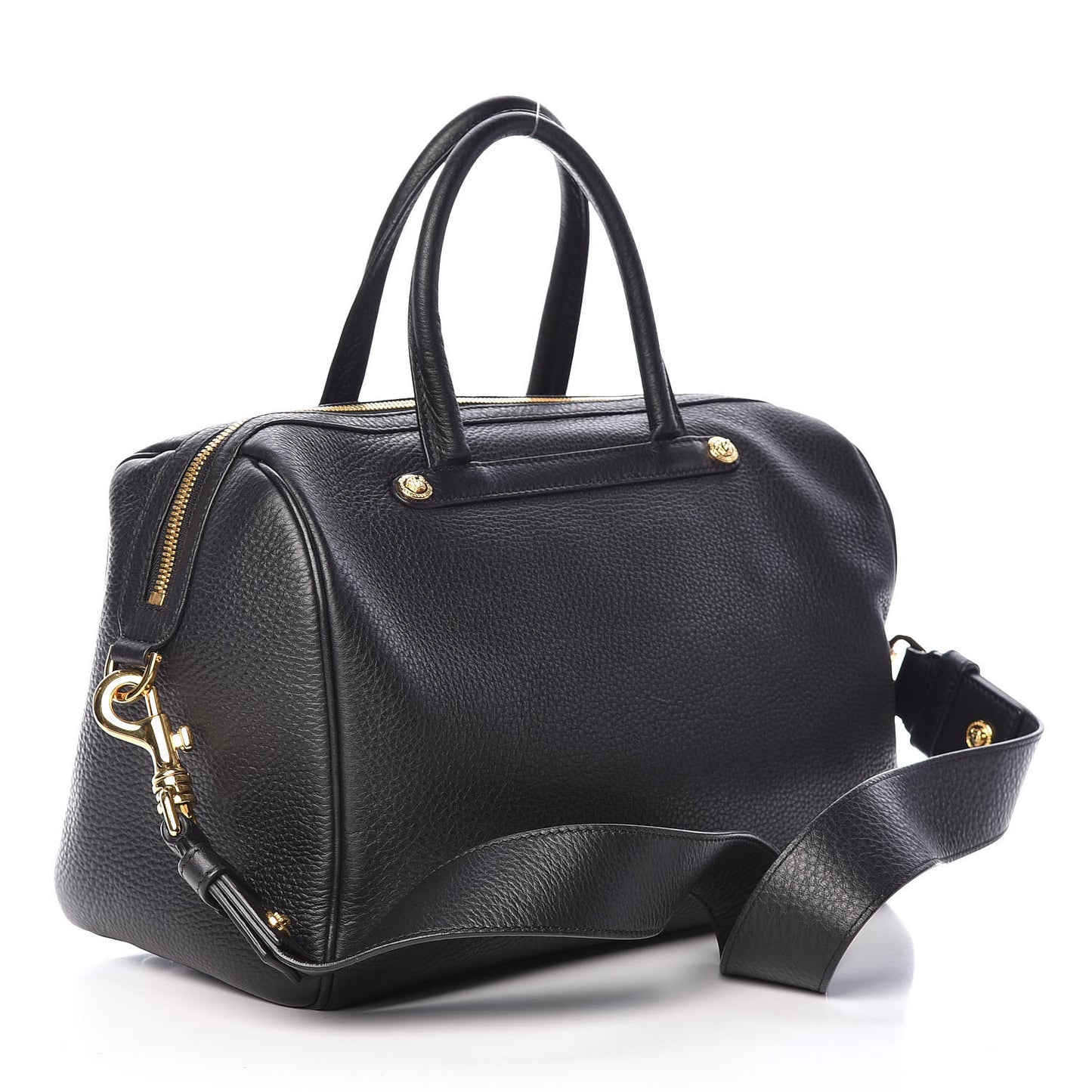 Cervo Embossed Vitello Signature Duffle Bag Black