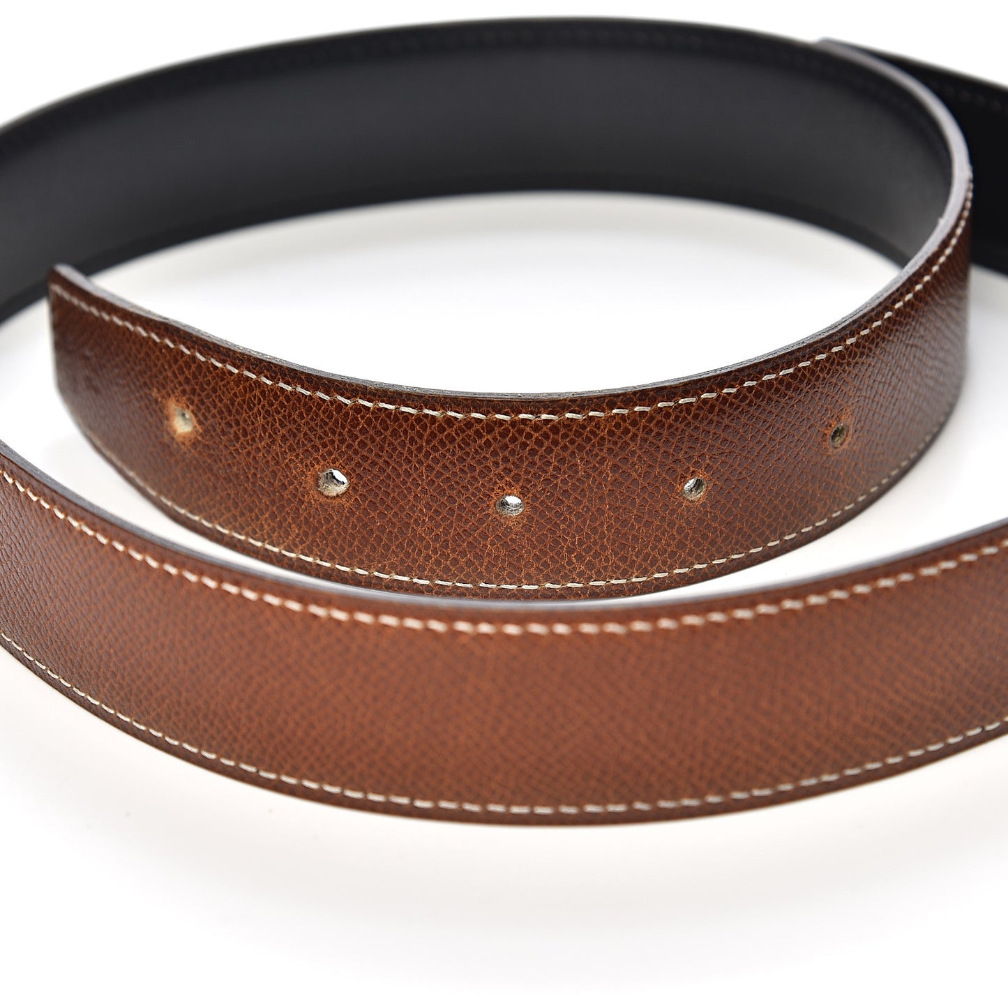 Box Courchevel 32mm Constance H Belt 72 Black Cognac