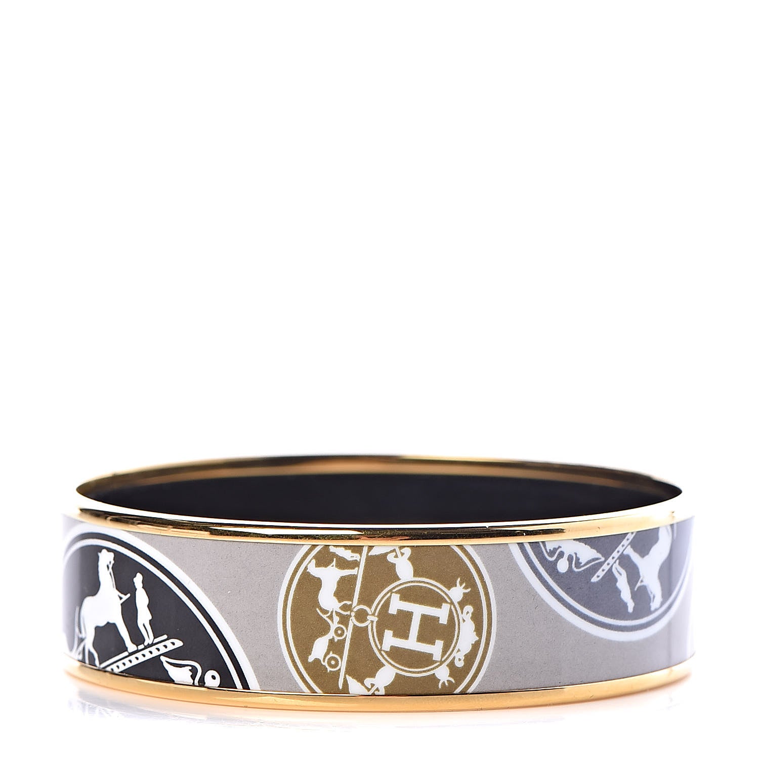 Hermes Enamel Printed Wide Ex Libris Bracelet 65 1 of 6