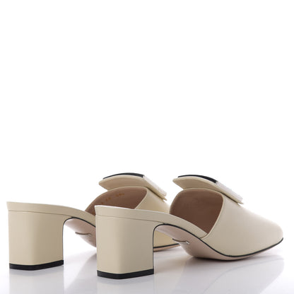 Gucci Malaga Kid Crystal Square G Madelyn Mules 40 Vintage White 4 of 10