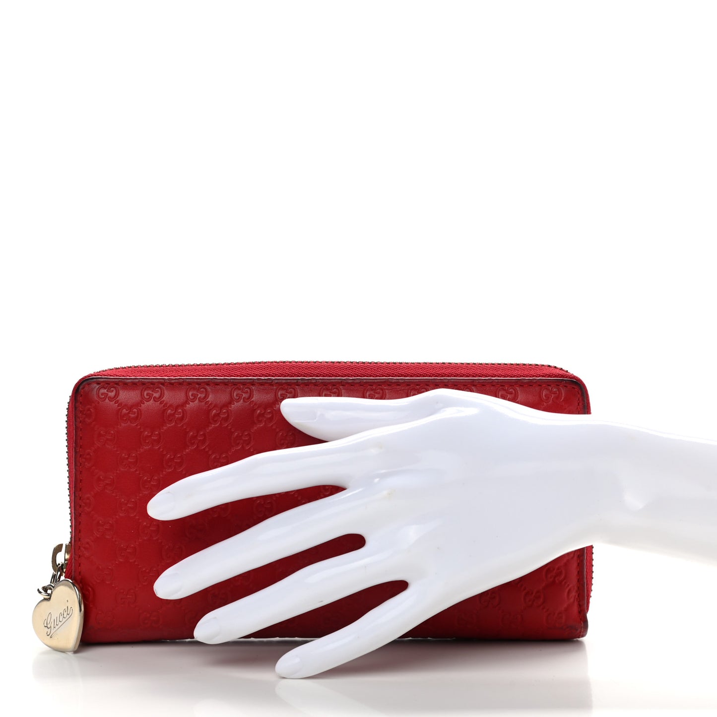 Microguccissima Zip Around Heart Wallet Hibiscus Red