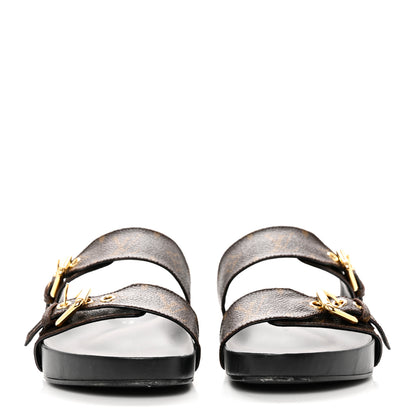Louis Vuitton Monogram Bom Dia Mule Sandals 37 Black 2 of 8