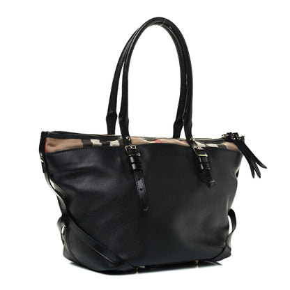 Burberry Calfskin House Check Small Salisbury Tote Black 2 of 4