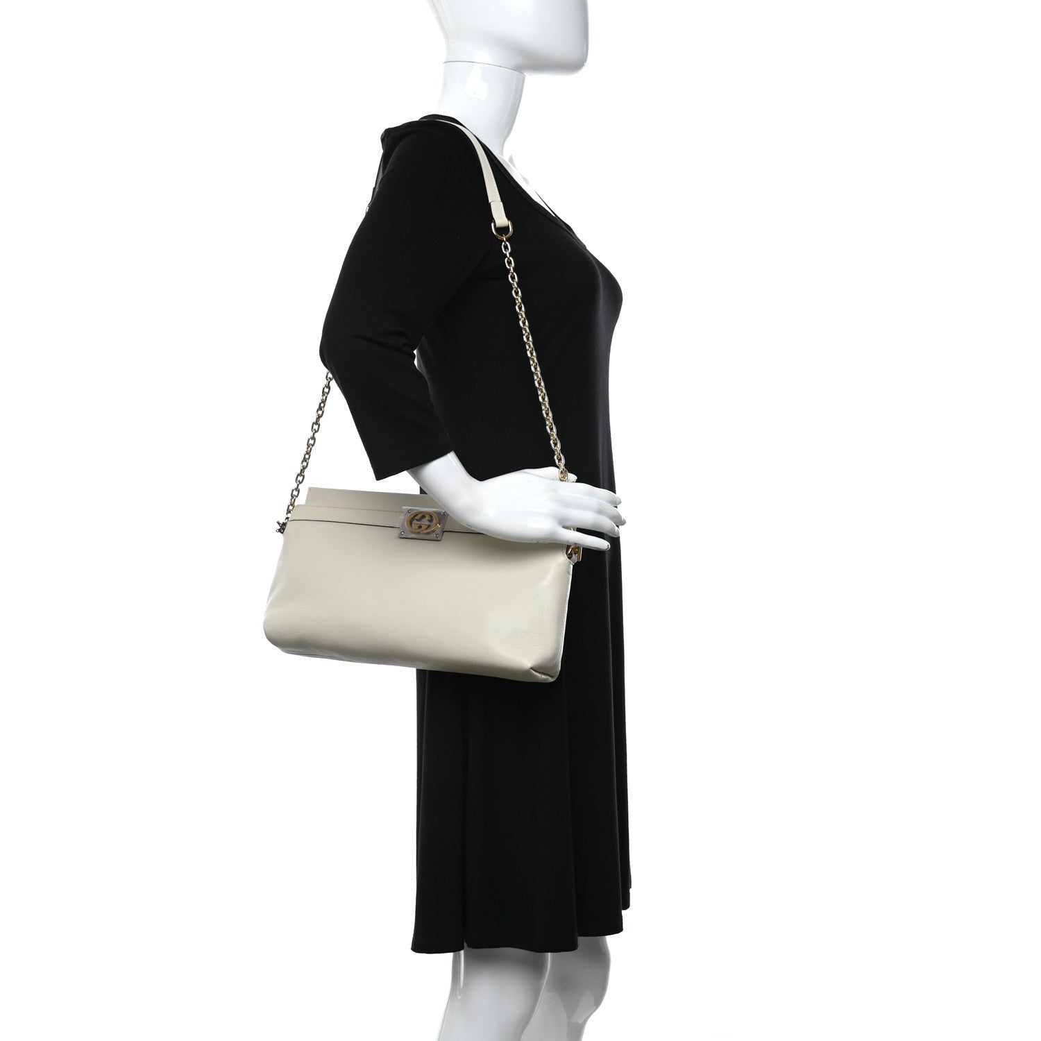 Gucci Lambskin Linea Matisse Chain Shoulder Bag Mystic White 2 of 10