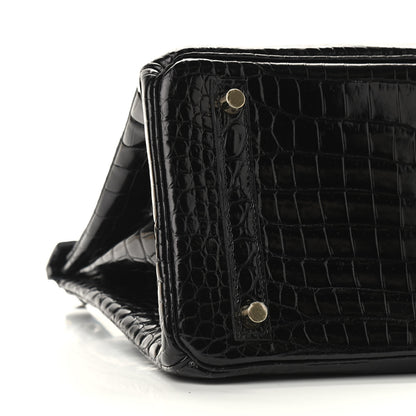 Hermes Shiny Porosus Crocodile Birkin 30 Black 7 of 8