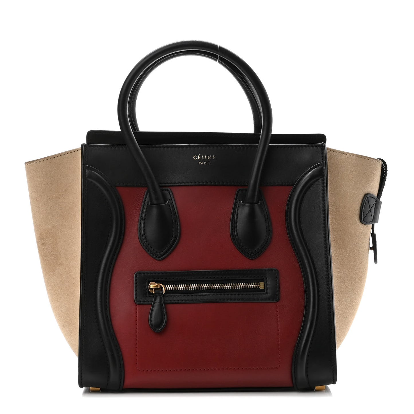 Drummed Calfskin Micro Tri-Color Luggage Rust
