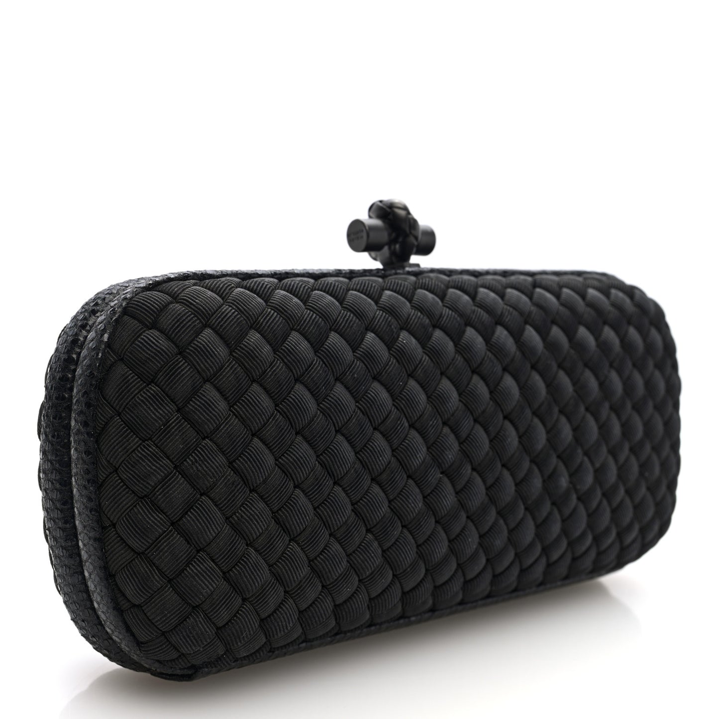 Silk Faille Ayers Intreccio Impero Stretch Knot Clutch Black