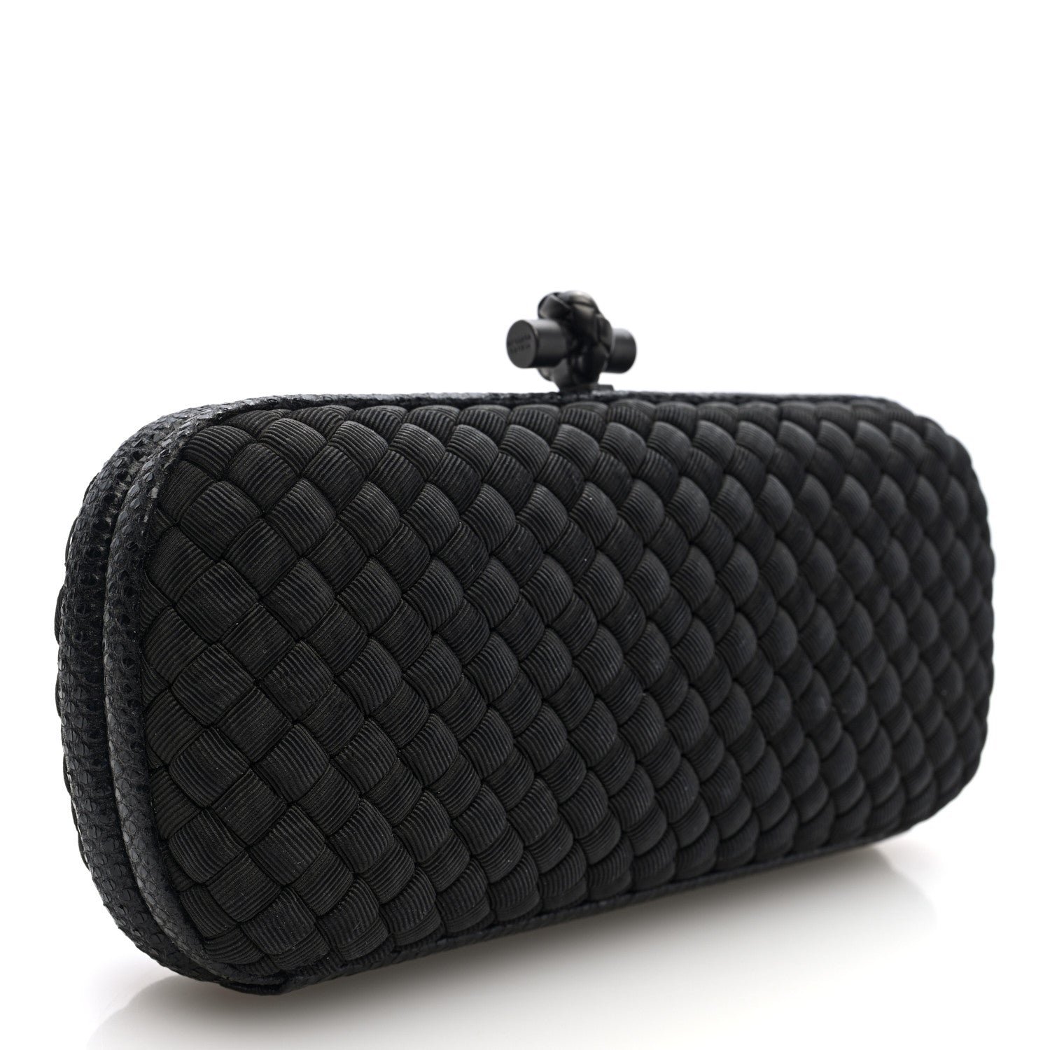 Bottega Veneta Silk Faille Ayers Intreccio Impero Stretch Knot Clutch Black 3 of 8