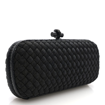 Bottega Veneta Silk Faille Ayers Intreccio Impero Stretch Knot Clutch Black 3 of 8