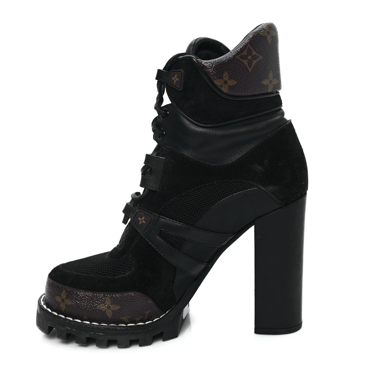 Suede Calfskin Monogram Star Trail Ankle Boots 39.5 Black