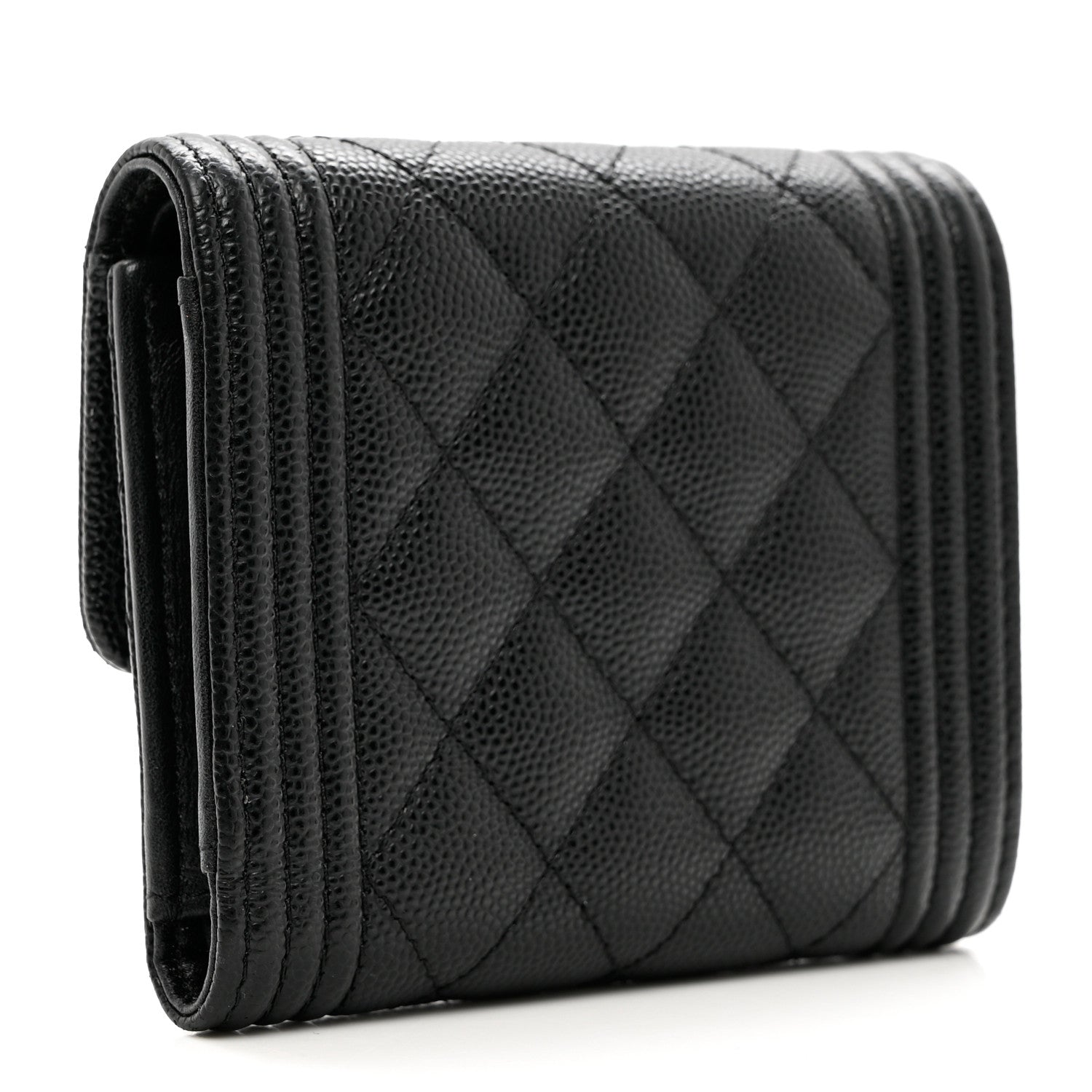 Chanel Caviar Quilted Compact Boy Wallet Black 3 of 7