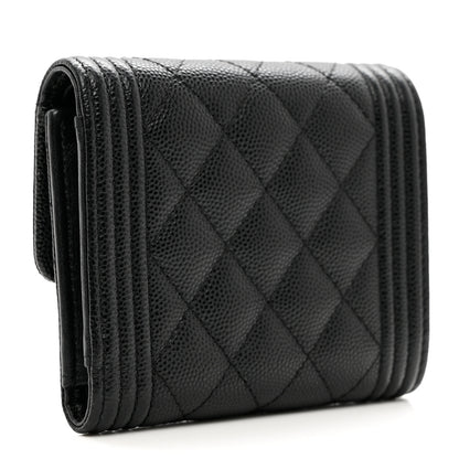 Chanel Caviar Quilted Compact Boy Wallet Black 3 of 7
