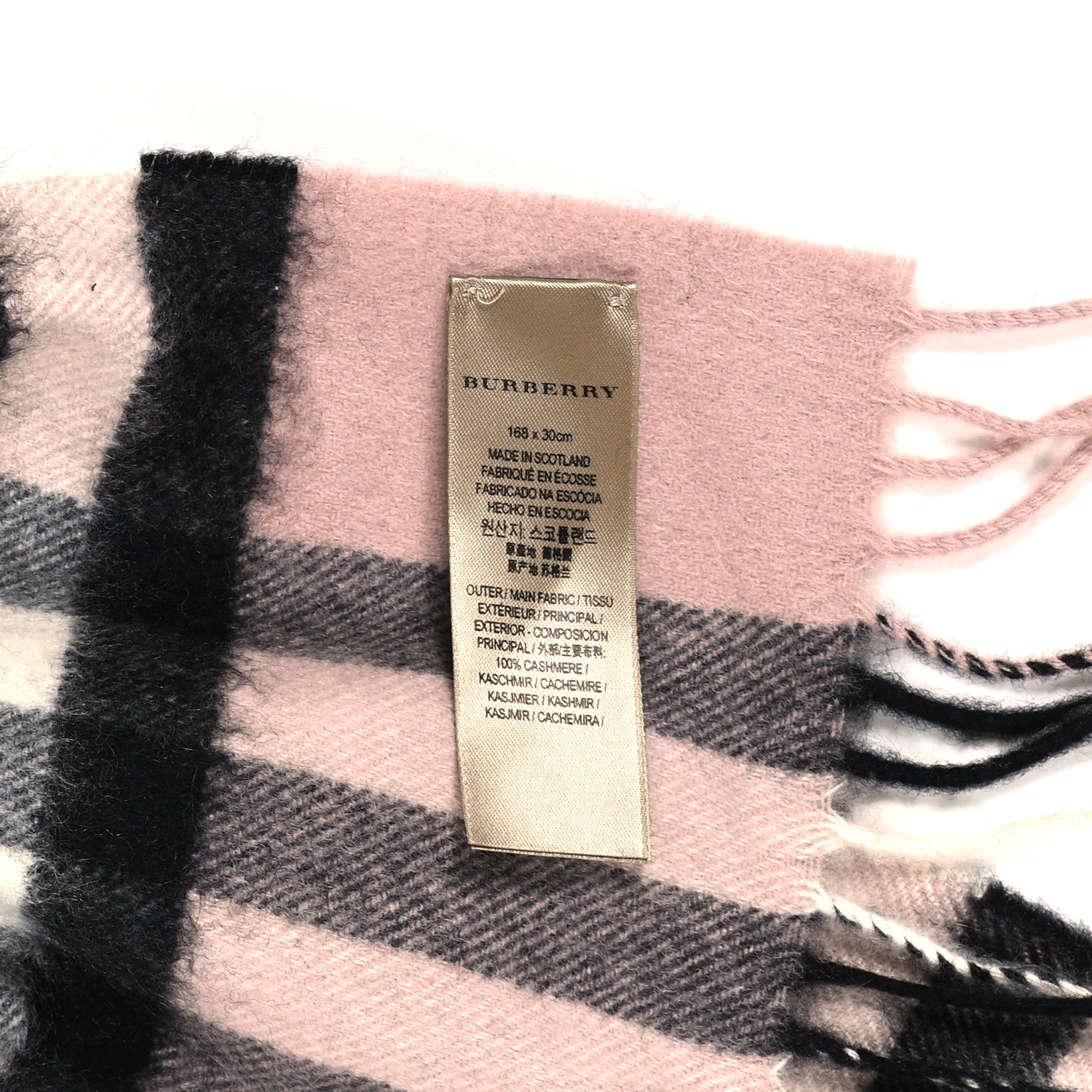 Burberry Cashmere Giant Check Fringe Scarf Ash Rose 3 of 3
