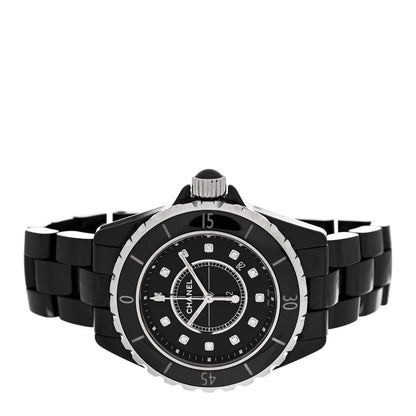 Chanel Stainless Steel Ceramic Diamond 33mm J12 Quartz Watch Black 2 of 4