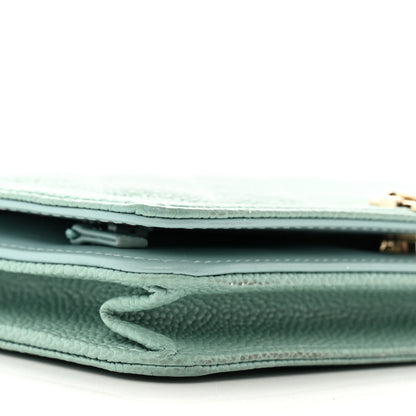 Chanel Caviar Quilted Boy Wallet On Chain WOC Light Blue 10 of 13