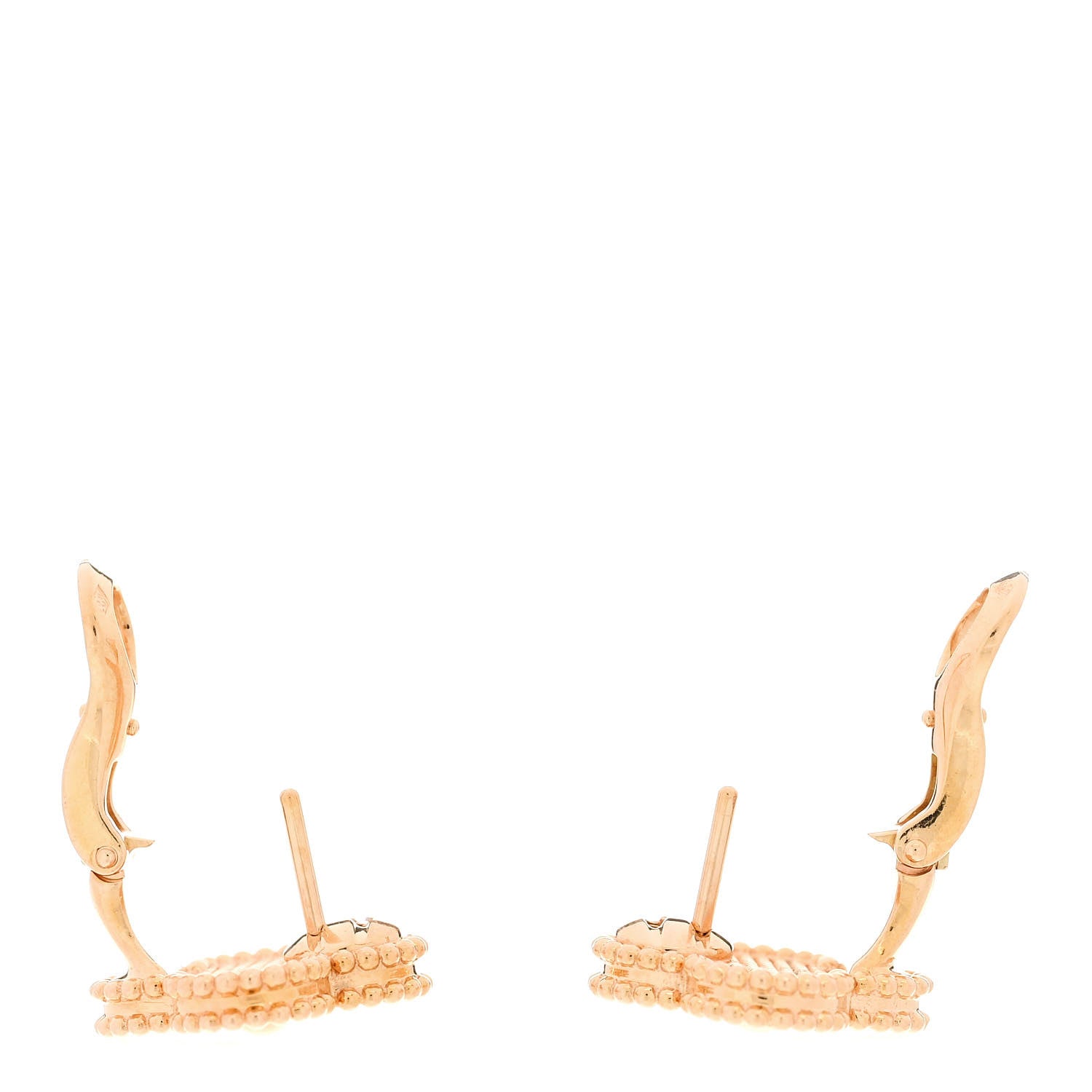 Van Cleef & Arpels 18K Rose Gold Vintage Alhambra Earrings 3 of 5