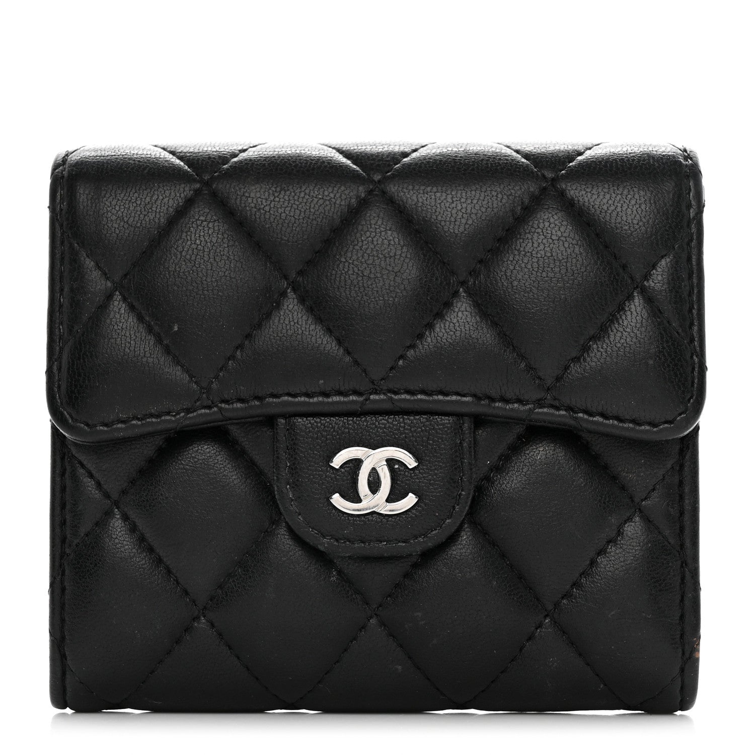 Chanel Lambskin Quilted Compact Flap Wallet Black 1 of 14