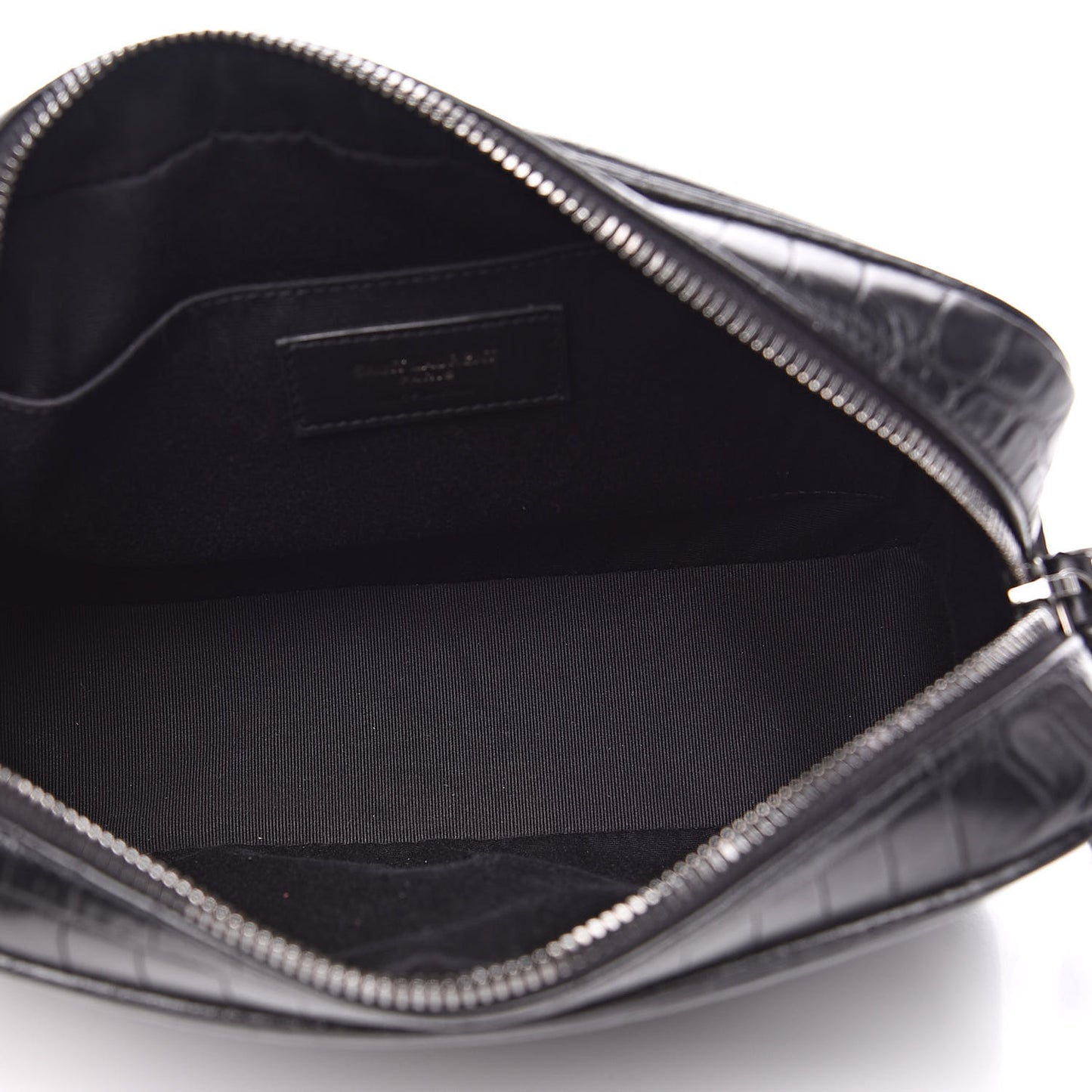Calfskin Crocodile Embossed Monogram Lou Camera Bag Black