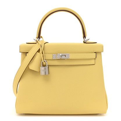 Hermes Taurillon Novillo Kelly Retourne 25 Jaune Poussin 1 of 11