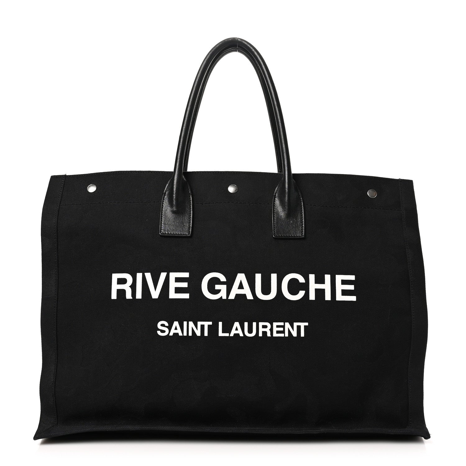 Saint Laurent Linen Calfskin Camouflage Rive Gauche Tote Black 1 of 12