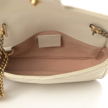 Gucci Calfskin Matelasse Super Mini GG Marmont Shoulder Bag White 5 of 11