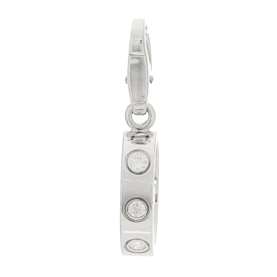 18K White Gold Diamond LOVE Ring Charm