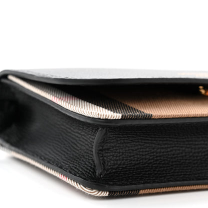 Burberry Grained Calfskin House Check Tartan Mix Hampshire Wallet On Chain Black 10 of 11