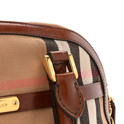 Burberry Bridle Calfskin House Check Small Orchard Bowling Bag Dark Tan 19 of 20