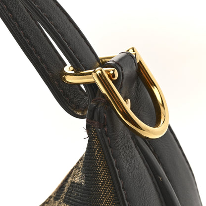 Fendi Fabric Jacquard Vitello Grace FF 1974 Small Fendigraphy Hobo Bag Tobacco Moro Ebano 13 of 15