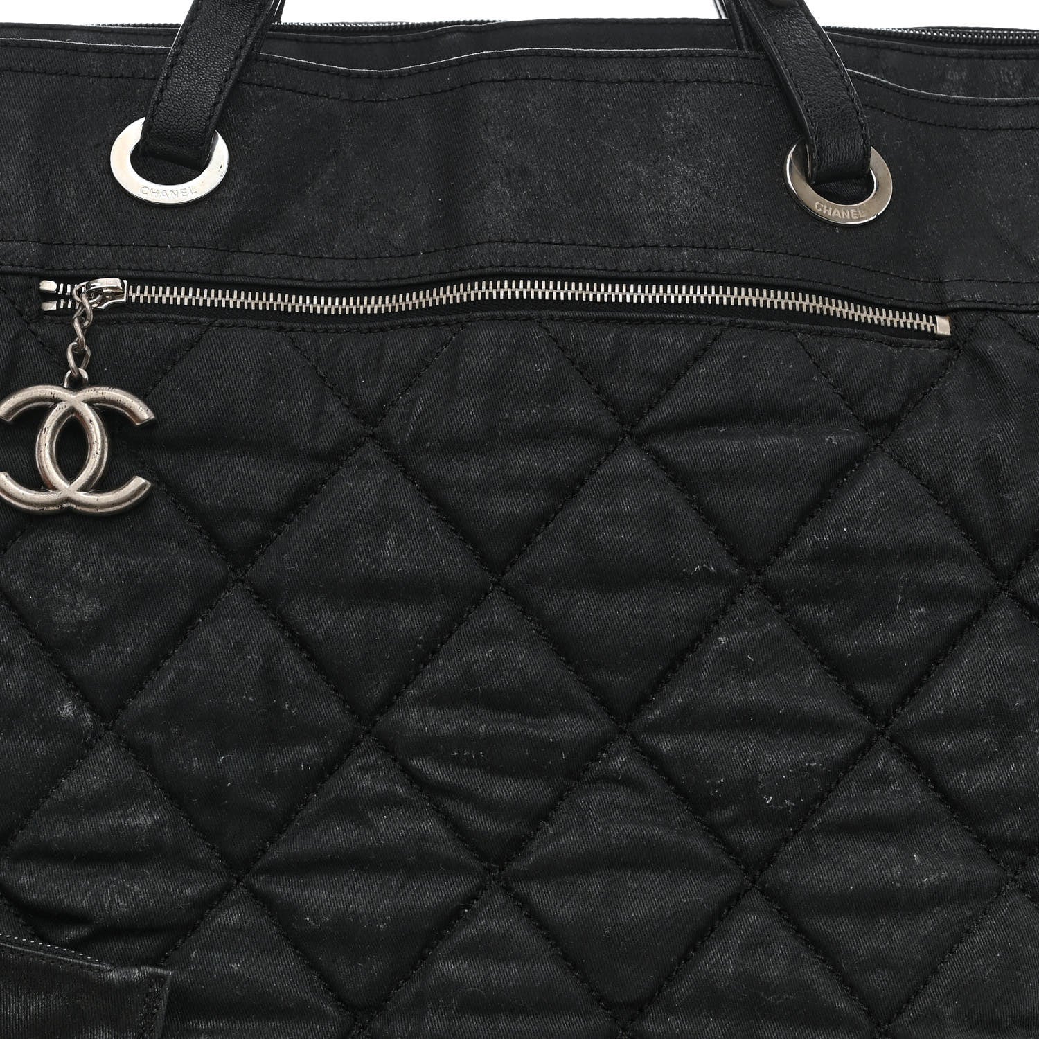 Chanel Coated Canvas Stitched XL Paris Biarritz Tote Black 13 of 20