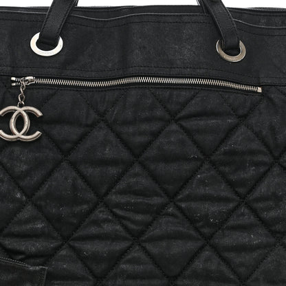 Chanel Coated Canvas Stitched XL Paris Biarritz Tote Black 13 of 20