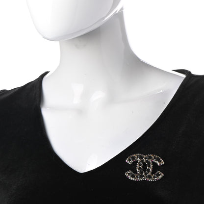 Chanel Lambskin Crystal CC Chain Brooch Black Gold Multicolor 2 of 6
