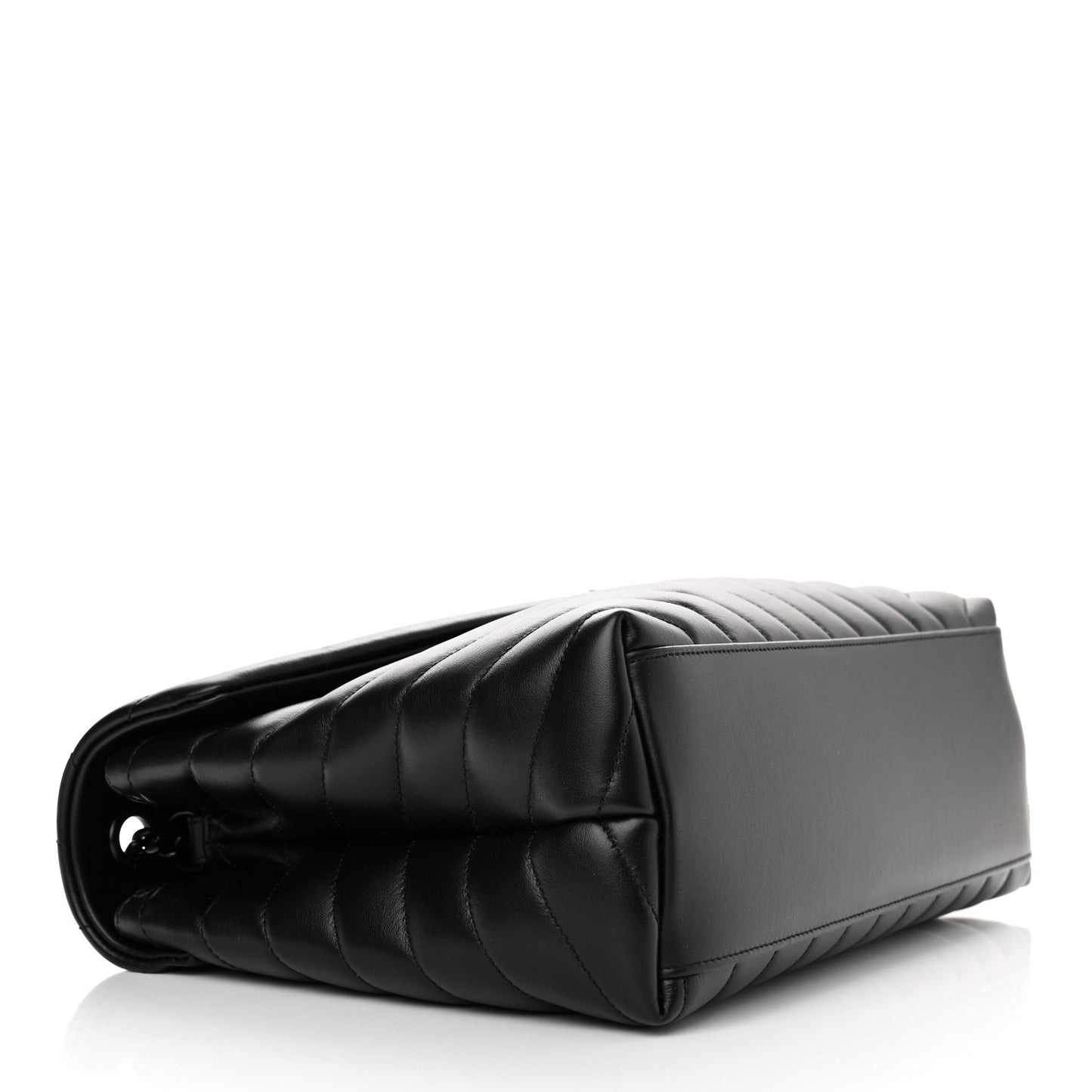 Calfskin Y Quilted Monogram Monochrome Medium Loulou Chain Satchel Black