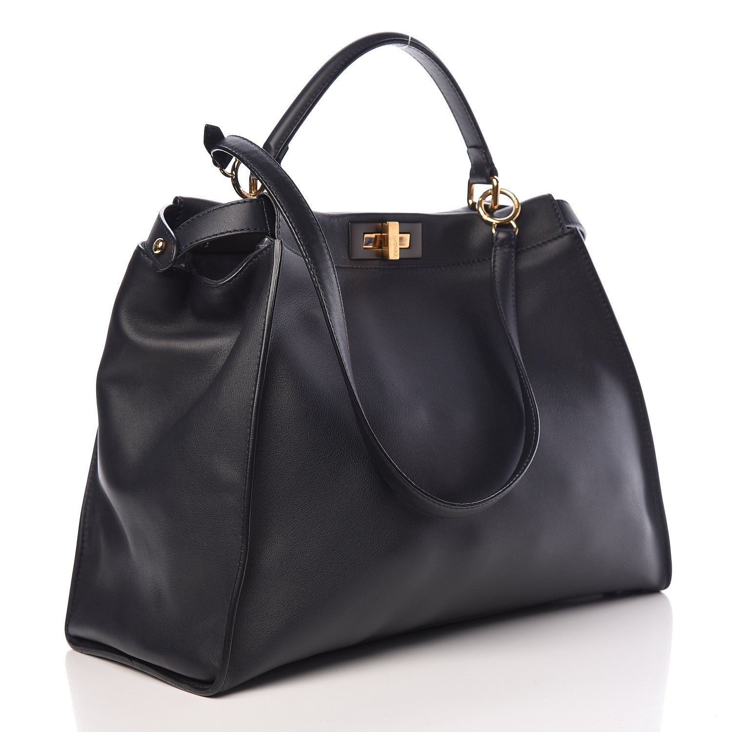 Fendi Vitello Dolce Marmol Large Peekaboo Iconic Satchel Blue Notte 3 of 14