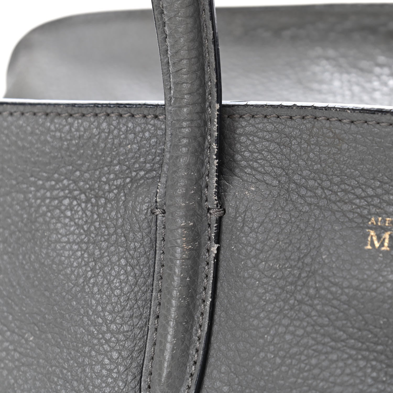 Alexander McQueen Pebbled Calfskin Small Skull Padlock Zip Around Tote Grey 7 of 14