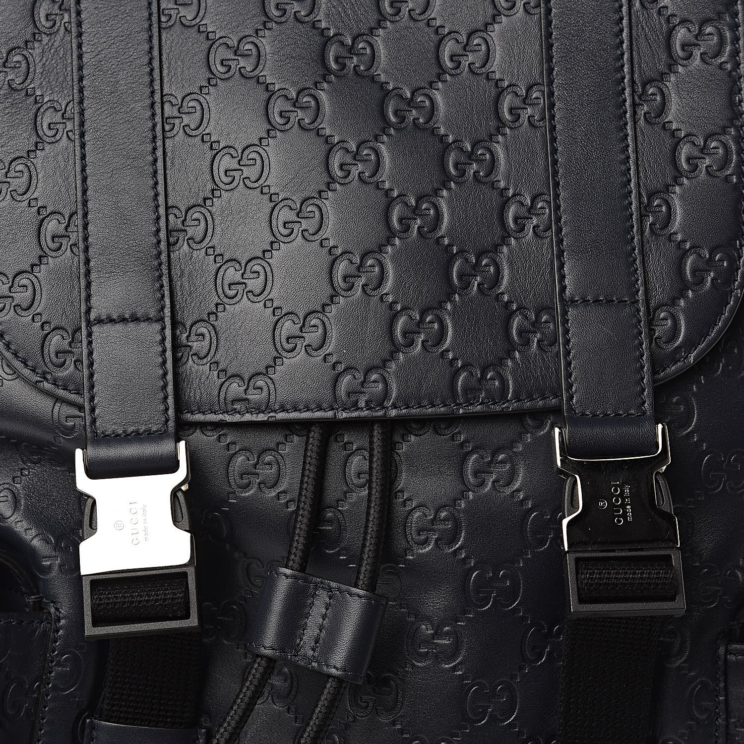 Gucci Guccissima Signature Double Buckle Backpack Blue 10 of 10