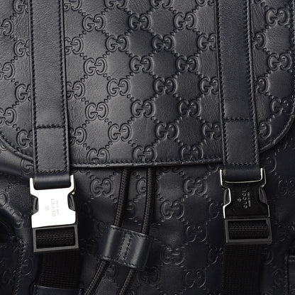 Gucci Guccissima Signature Double Buckle Backpack Blue 10 of 10