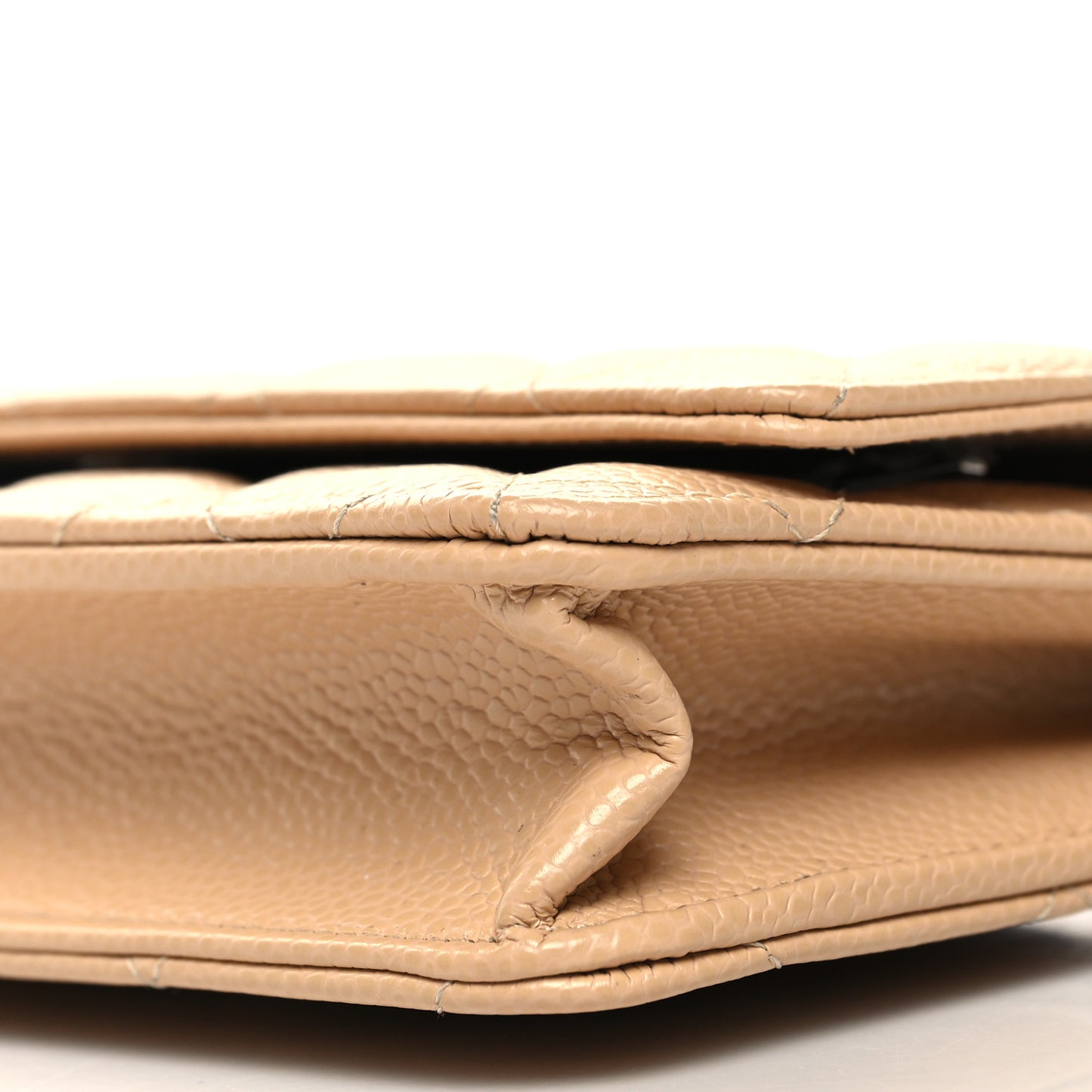 Caviar Quilted Wallet on Chain WOC Beige Clair