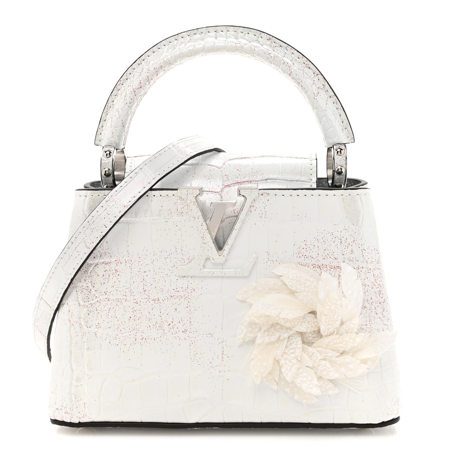 Alligator Feather Embellished Mini Capucines White