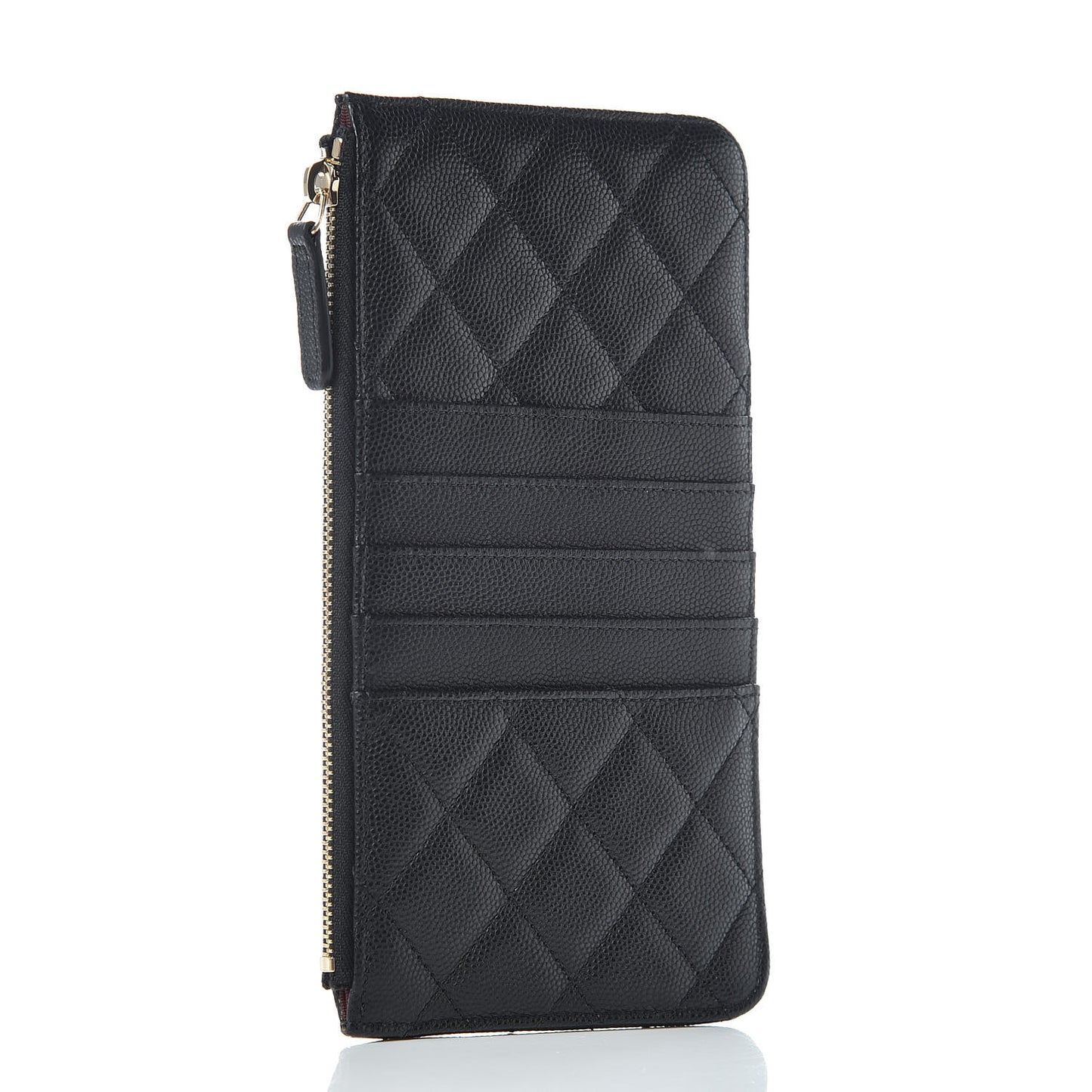 Caviar Quilted Classic Flat Wallet Pouch Black