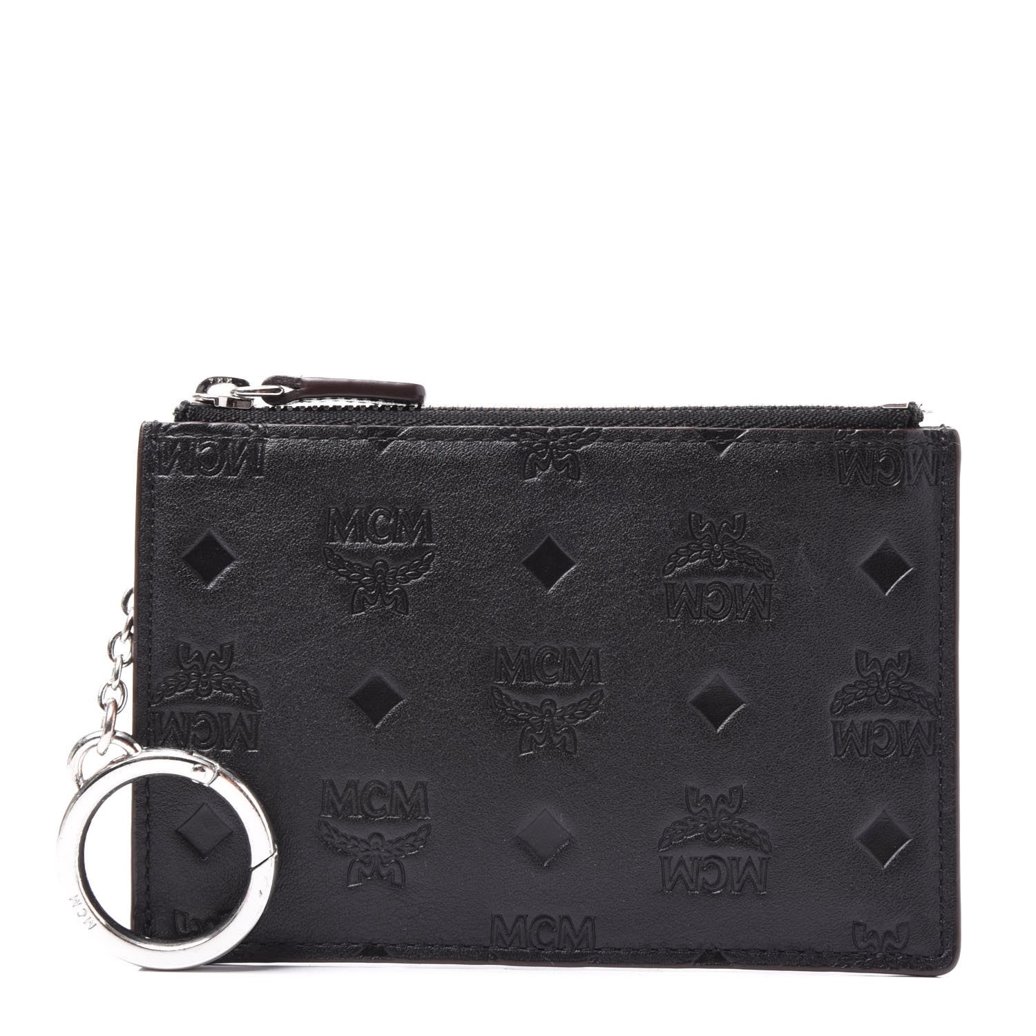 MCM Calfskin Ottomar Monogram Key Pouch Black 1 of 8