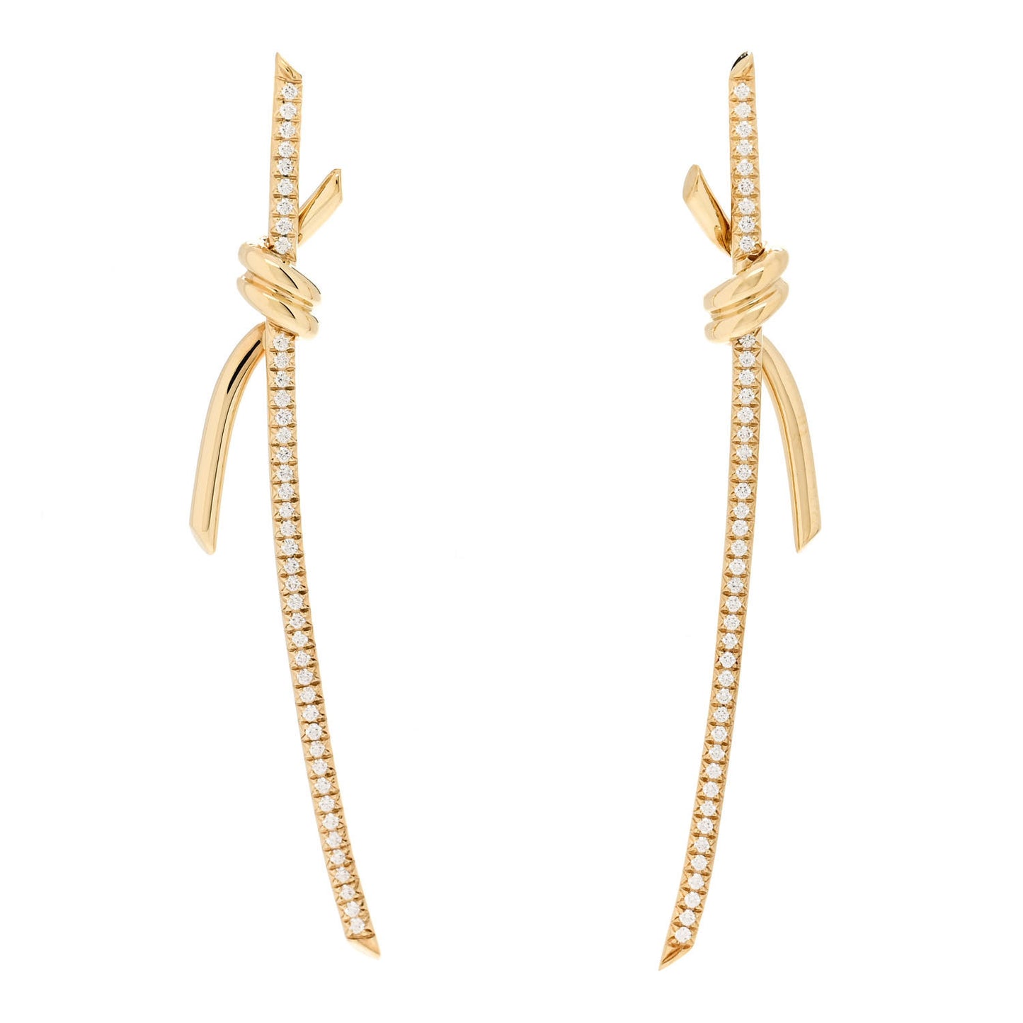 18K Yellow Gold Diamond Tiffany Knot Drop Earrings