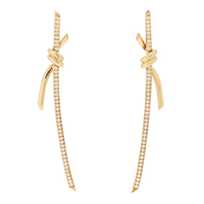 Tiffany 18K Yellow Gold Diamond Tiffany Knot Drop Earrings 1 of 5