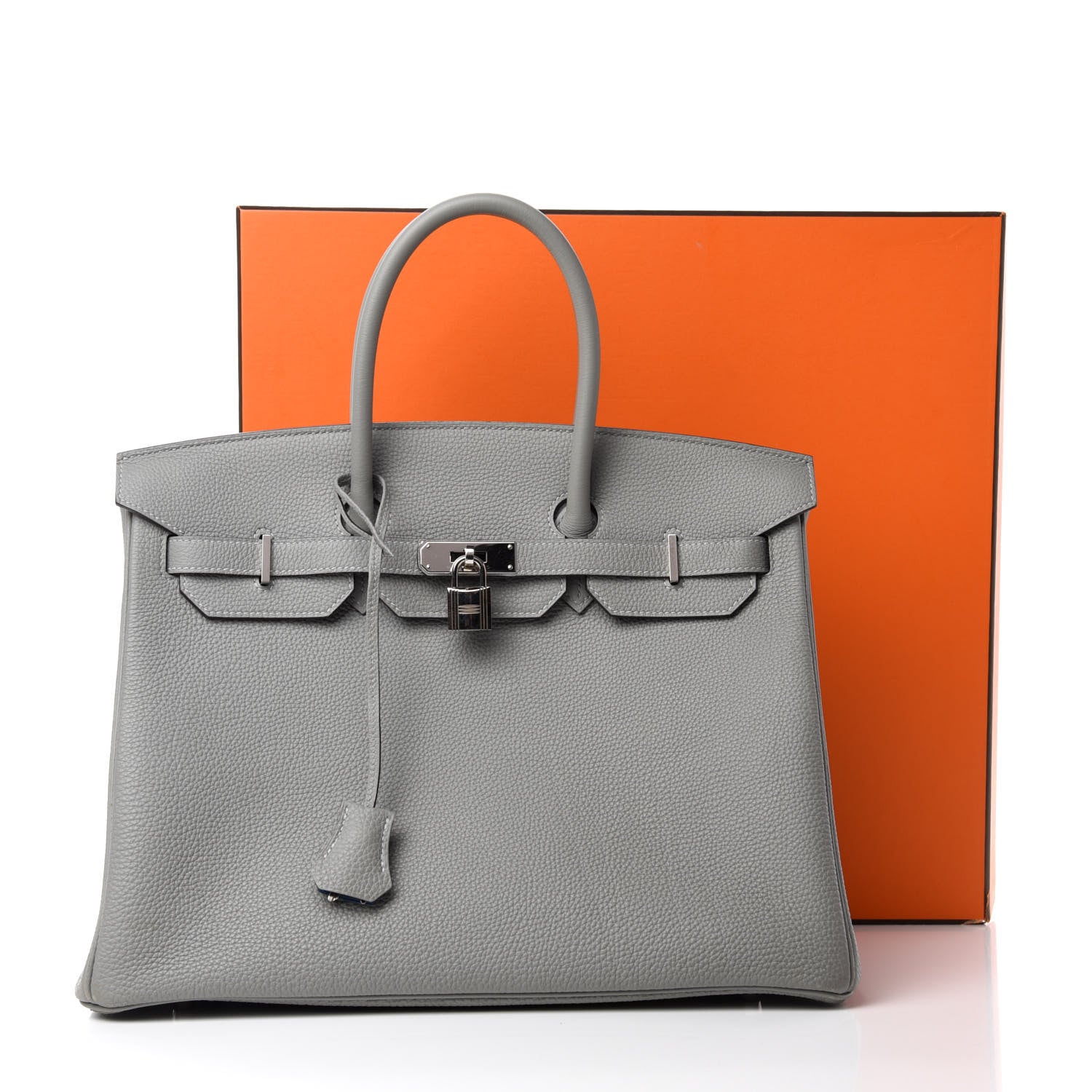 Hermes Togo Bi-Color Birkin 35 Gris Mouette Bleu Agate 15 of 15