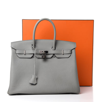 Hermes Togo Bi-Color Birkin 35 Gris Mouette Bleu Agate 15 of 15