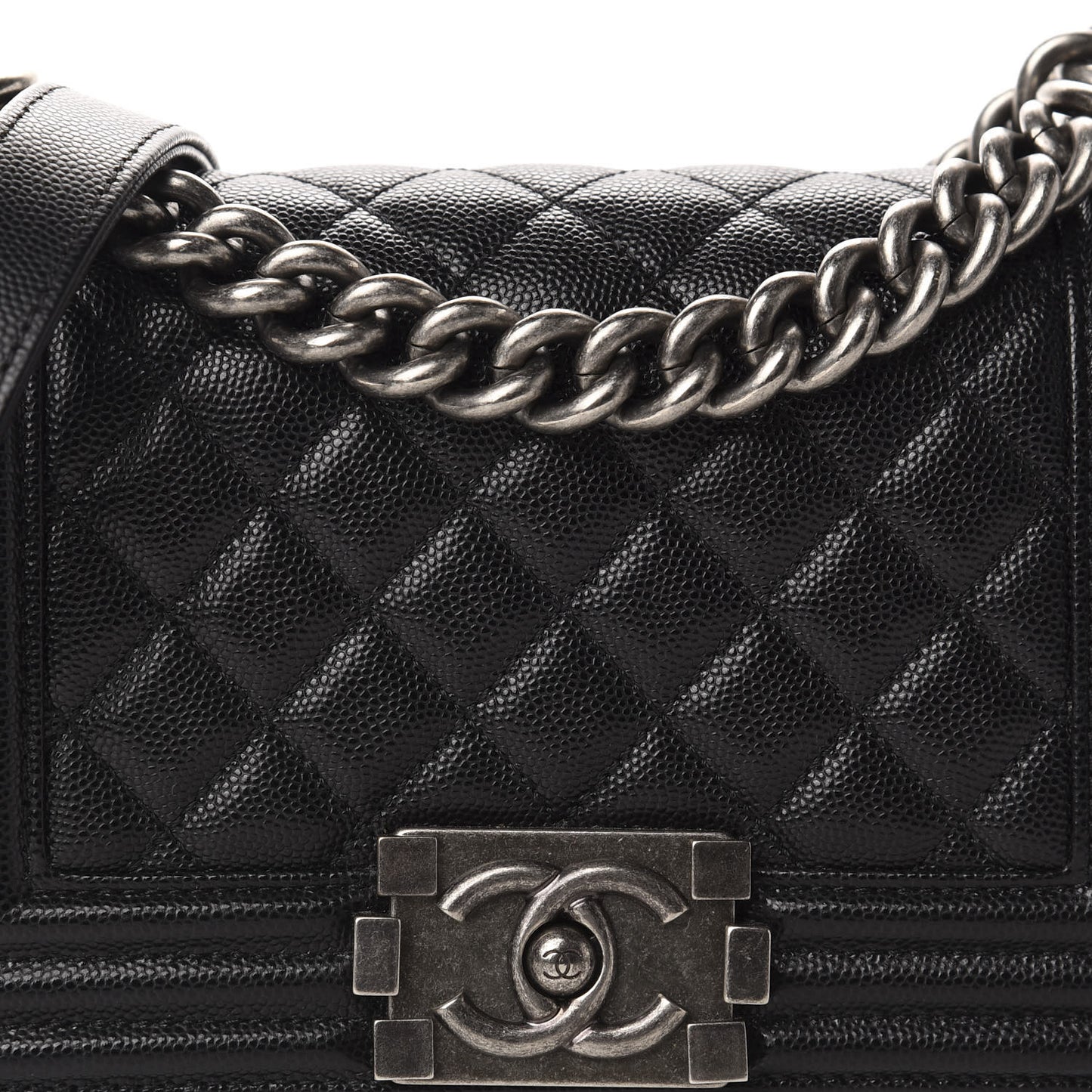 Caviar Quilted Small Boy Flap Black