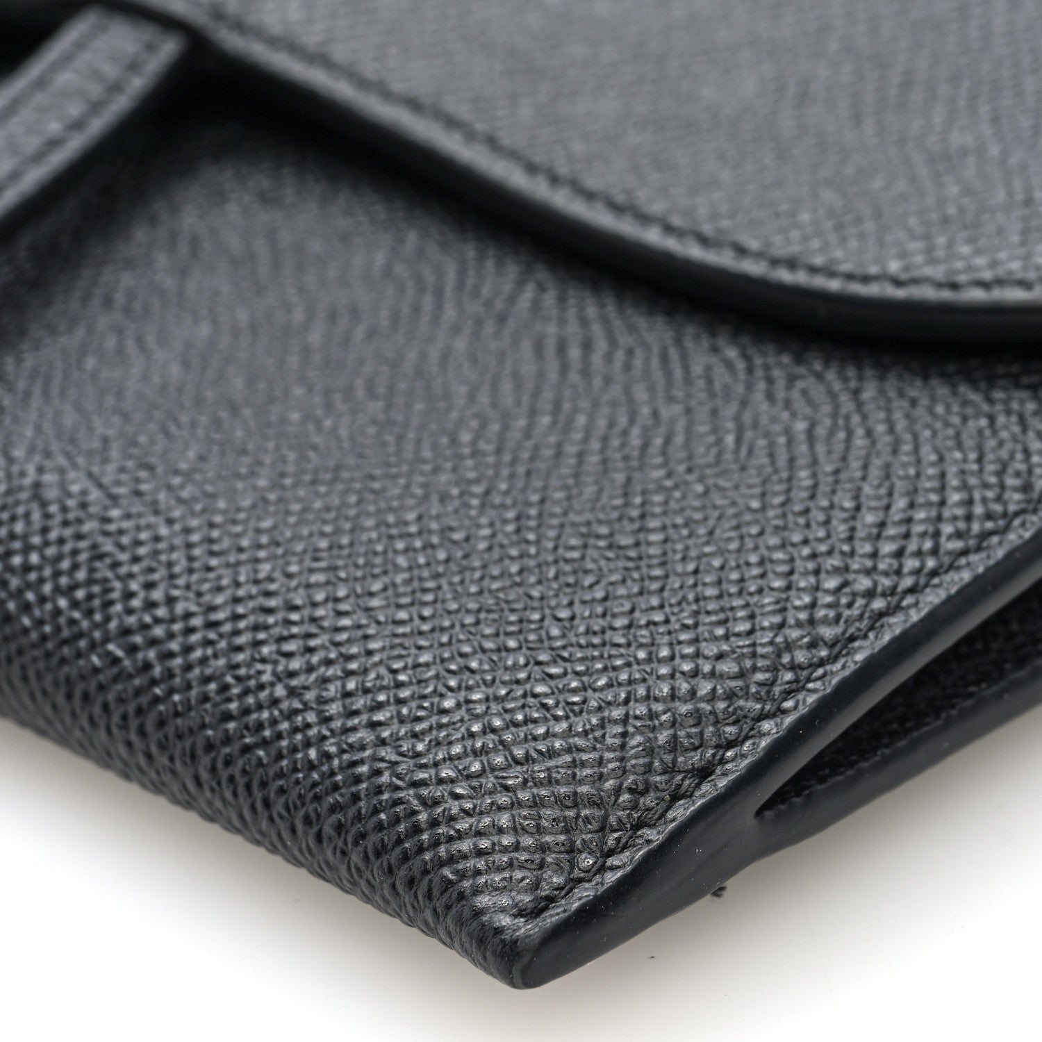 Christian Dior Grained Calfskin Saddle Chain Wallet Pouch Black 10 of 10