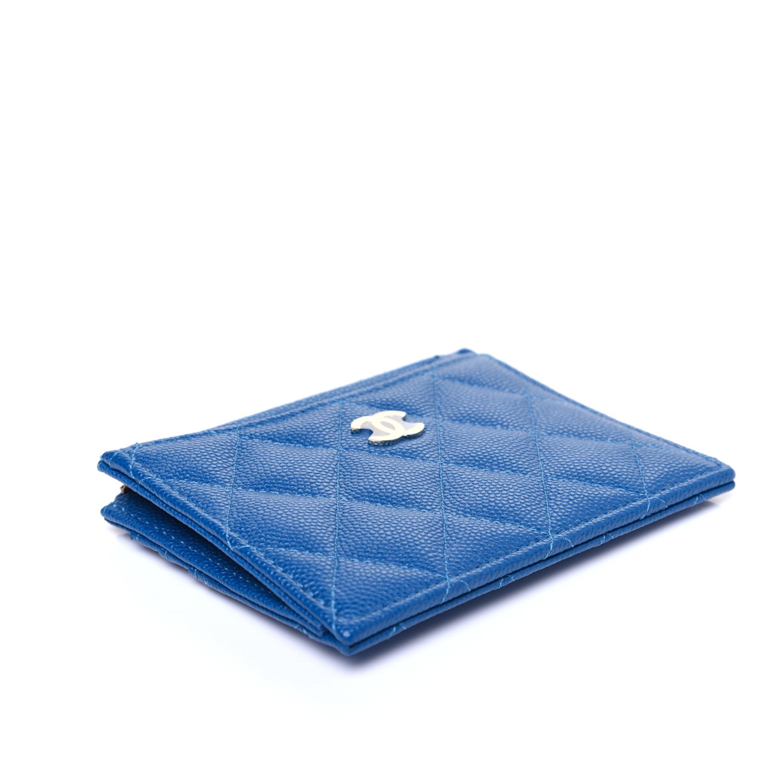 Chanel Caviar Quilted CC Zip Card Holder Blue 4 of 10