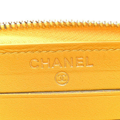 Chanel Caviar Quilted Medium Zip Around Wallet Yellow 6 of 10